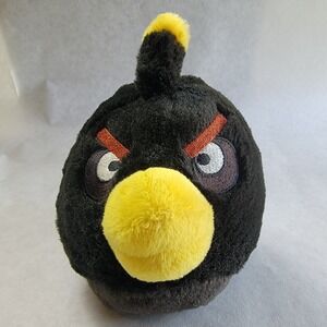 Angry Birds Bomb Black Bird Plush 2010 Commonwealth Stuffed Animal No Sound